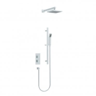 Bloque2 2 knob twin outlet concealed valve with Str8 (KI440) Adjustable head and New fixed head