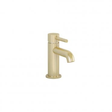 Ravine basin mixer in Brushed Brass with universal clicker waste