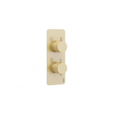 Ravine Brushed Brass Two Handle, Single Outlet, Concealed Thermostatic Shower