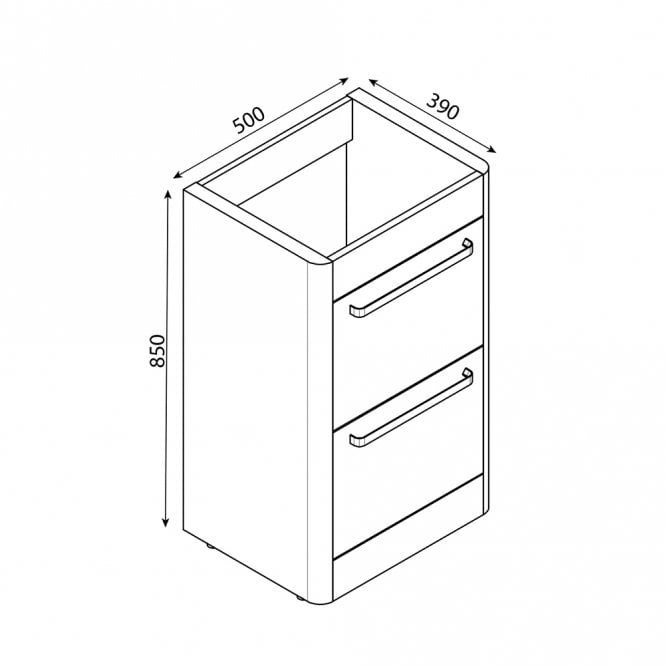 IMEX Suburb 500x395mm Two Dawer Floor Standing Basin Unit in White Gloss