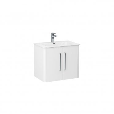 Suburb 600x395mm Two Door Wall Mounted Basin Unit in White Gloss