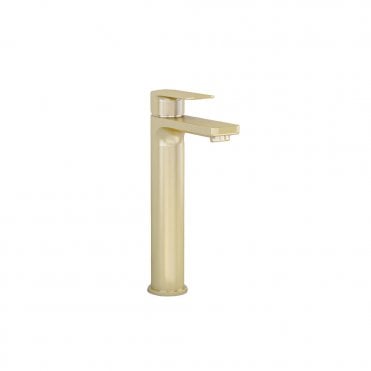 Suburb Tall basin mixer in Brushed Brass with universal waste