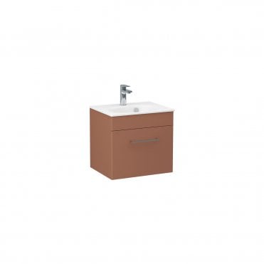 Wall mounted single drawer 500mm cabinet in Terracotta