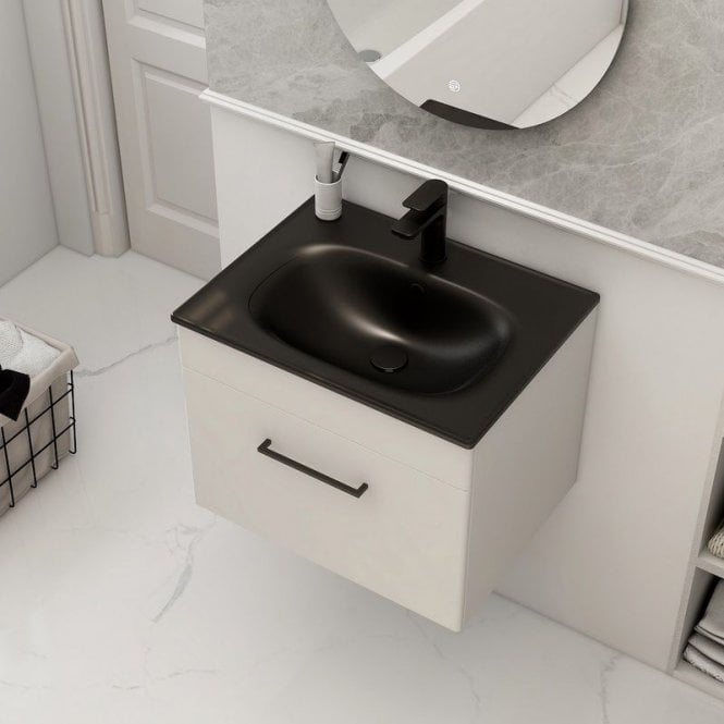 IMEX Wall mounted single drawer 600mm cabinet in Matt White