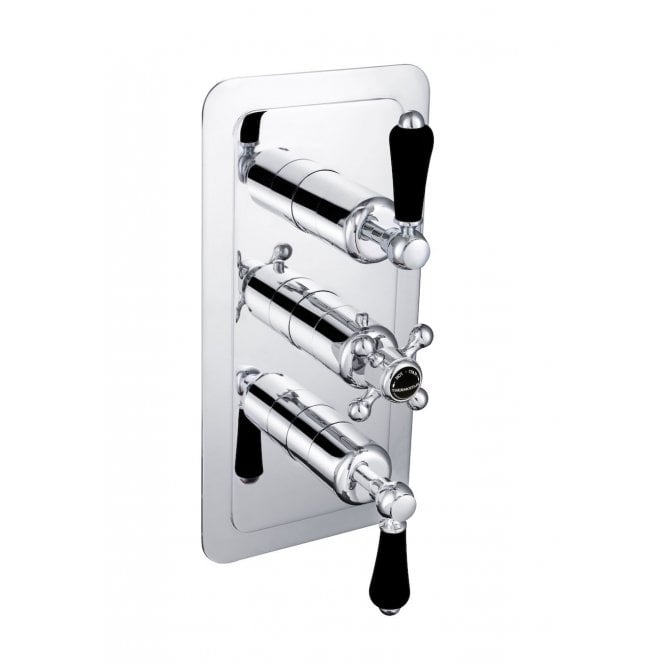 JustTaps Grosvenor Black, Lever Thermostatic concealed 2 Outlet Valve