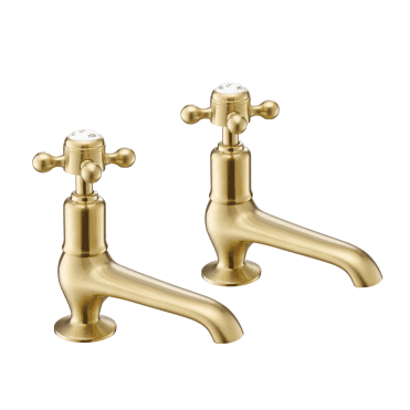 Grosvenor Cross Long Nose Basin Taps Brushed Brass 76011BBR