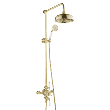Grosvenor Exposed 2 Outlet Thermostatic Valve Shower Kit - Brushed Brass