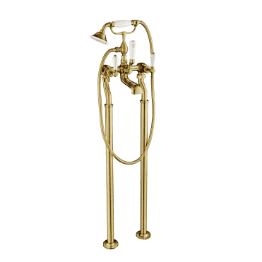 Grosvenor Lever Freestanding Bath Shower Mixer Tap With Kit - Antique Brass