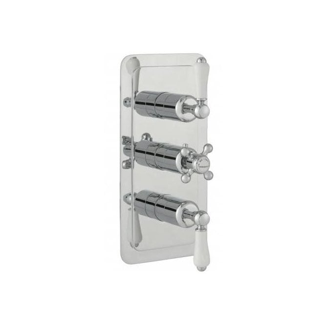 JustTaps  Grosvenor Lever Nickel Thermostatic Concealed 2 Outlet Vertical Shower Valve 85690NK