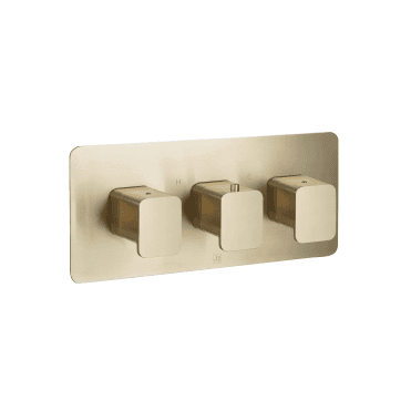 HIX Brushed Brass Thermostatic Concealed Triple Lever 3 Outlet Horizontal Shower Valve