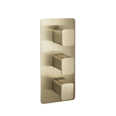 HIX Brushed Brass Thermostatic Concealed Triple Lever 3 Outlet Shower Valve