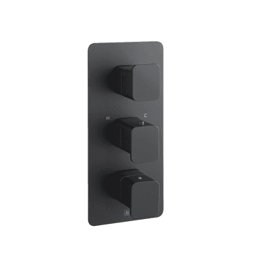 HIX Matt Black Thermostatic Concealed Triple Lever 3 Outlet Shower Valve