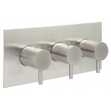 Inox Stainless Steel Thermostatic Concealed 2 Outlet Horizontal Shower Valve