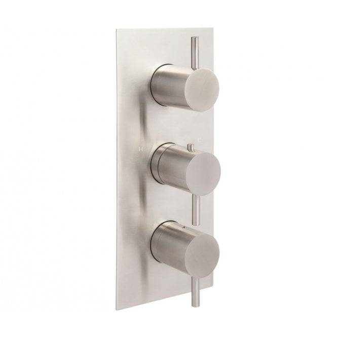 JustTaps Inox Stainless Steel Thermostatic Concealed 3 Outlet Triple Lever Shower Valve