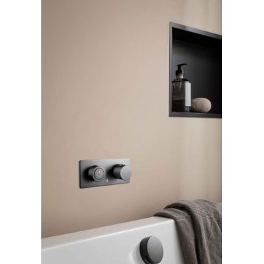 Just Taps Concealed Push Button Matt Black 2 Outlet Shower Valve 68122MB