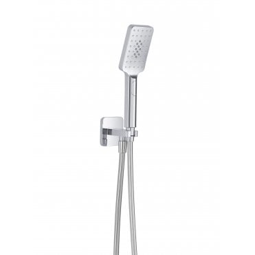 Just Taps HIX Square Water Outlet with Holder, Hose and Hand Shower Chrome 32SQUARE/WS