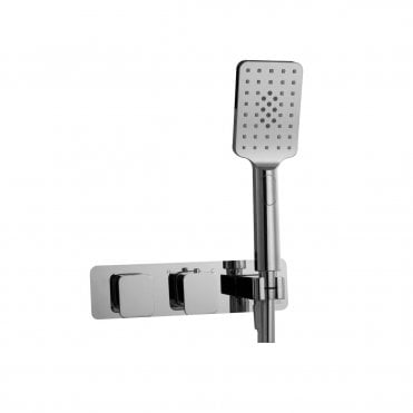 Just Taps HIX Thermostatic Concealed 2 Outlet Shower Valve with Handset & Hose 325868
