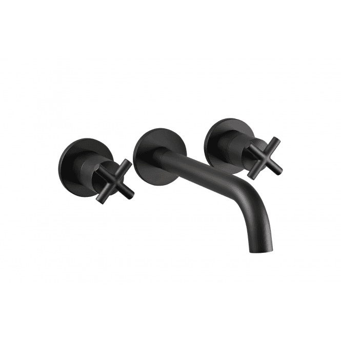 JustTaps Solex 3 Hole Wall Mounted Basin Mixer Matt Black 66089AMB