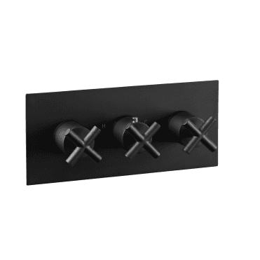Solex Thermostatic Concealed 3 Outlet Horizontal Shower Valve Matt Black 6692AMB