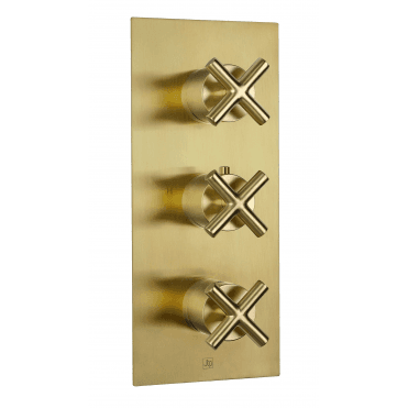 Solex Thermostatic Concealed 3 Outlet Vertical Shower Valve Brushed Brass 6691ABBR