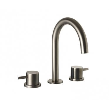 VOS Brushed Black 3 Hole Deck Mounted Basin Mixer