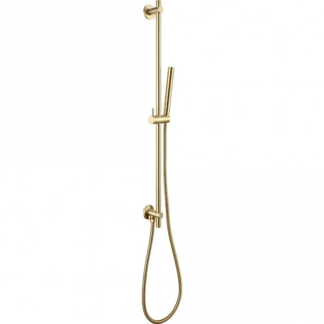 JustTaps VOS Brushed Brass Slide Rail With Single Function Hand Shower And Hose