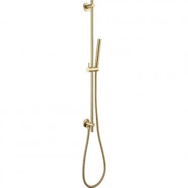 VOS Brushed Brass Slide Rail With Single Function Hand Shower And Hose