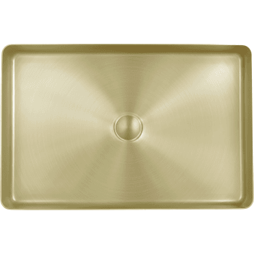 VOS Rectangular Counter Top Basin With Unslotted Waste - Brushed Brass