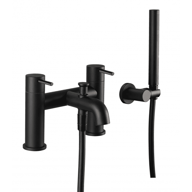 JustTaps VOS Round Deck Mounted Bath Shower Mixer Tap With Kit - Matt Black