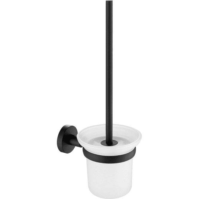 JustTaps VOS Round Wall Mounted Toilet Brush With Holder - Matt Black