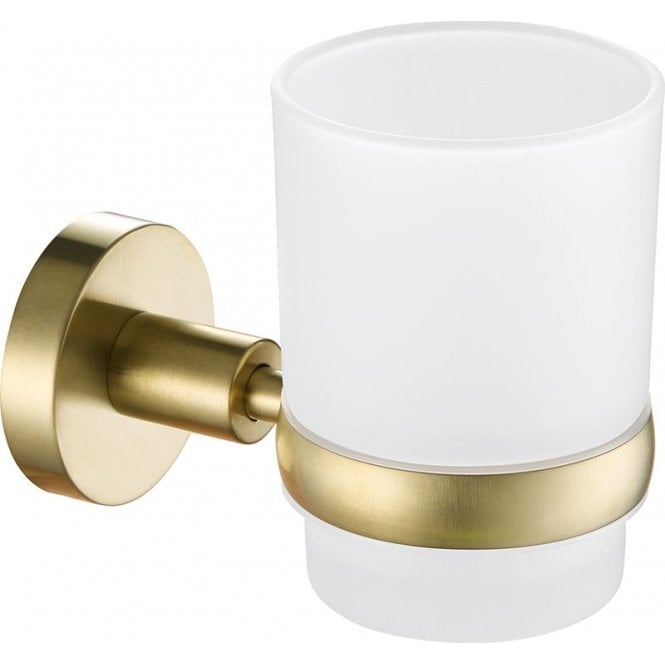 JustTaps VOS Round Wall Mounted Tumbler Holder - Brushed Brass