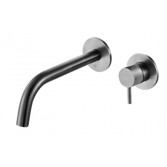 JustTaps VOS Single Designer Lever Wall Basin Mixer With 150mm Spout - Brushed Black
