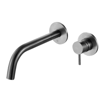 VOS Single Lever Wall Basin Mixer With 150mm Spout - Brushed Black