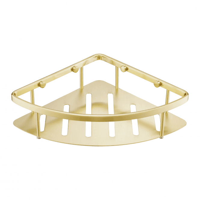 JustTaps VOS Wall Mounted Corner Shower Basket - Brushed Brass