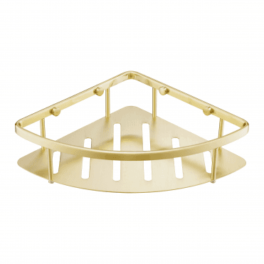VOS Wall Mounted Corner Shower Basket - Brushed Brass