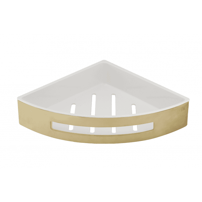 JustTaps VOS Wall Mounted Corner Shower Basket With Shelf - Brushed Brass