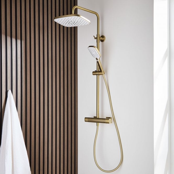 Kartell K-VIT Kartell Kolt Shower with Sliding Handset and Drench Head Brass