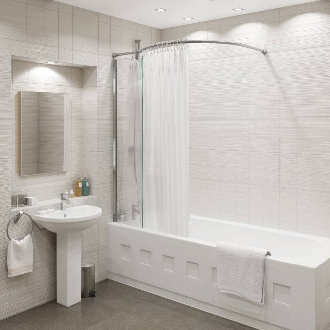 Kudos  50BSPBCR Inspire Over Bath Shower Panel with Curved Shower Curtain Rail