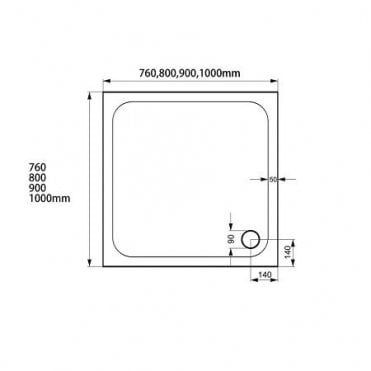 Kudos 800 x 800 KStone Shower Tray
