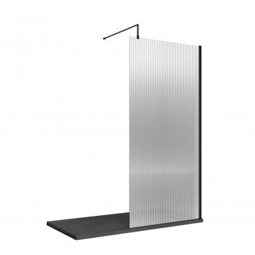 Nuie 800mm Fluted Wetroom Screen with Support Bar WRFL18580BP