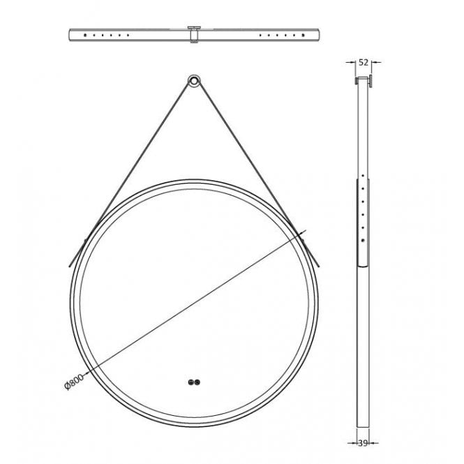 Nuie  800mm Round Illuminated Mirror Chrome
