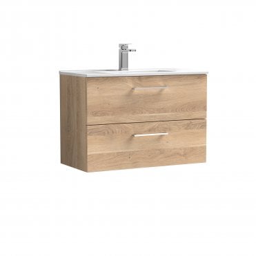 Nuie 800mm Wall Hung 2-Drawer Vanity & Basin 2 ARN3026B