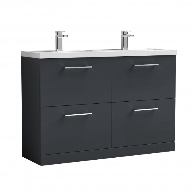 Nuie  Arno 1200mm Floor Standing 4 Drawer Vanity & Double Basin ARN1433C