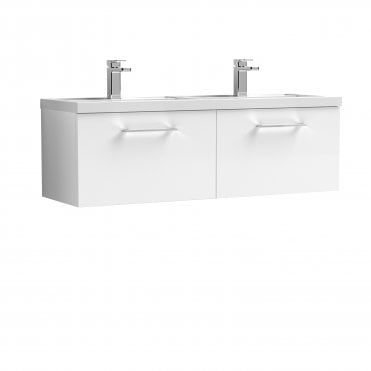 Nuie Arno 1200mm Wall Hung 2 Drawer Vanity & Double Basin ARN122C