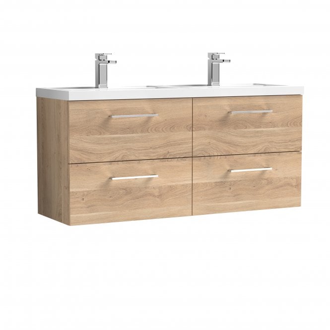 Nuie  Arno 1200mm Wall Hung 4-Drawer Vanity & Double Basin ARN3024C