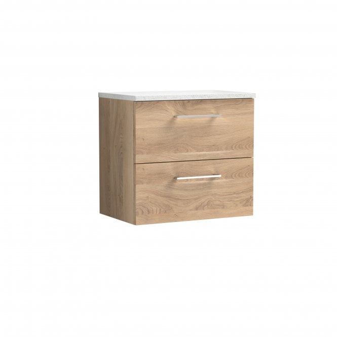 Nuie  Arno 600mm Wall Hung 2-Drawer Vanity & Laminate Worktop ARN3024LSW