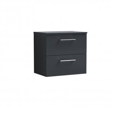 Nuie Arno 600mm Wall Hung 2 Drawer Vanity & Worktop ARN1424W