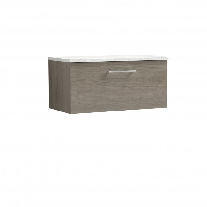 Nuie  Arno 800mm Wall Hung 1 Drawer Vanity & Laminate Top ARN2525LSW