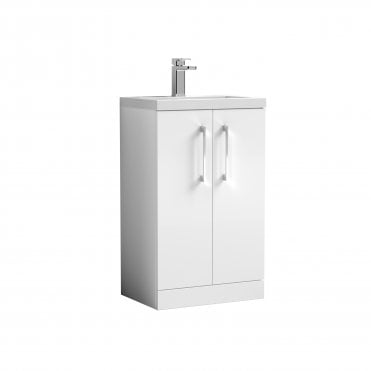 Nuie Arno Compact 500mm Floor Standing 2-Door Vanity & Polymarble Basin PAL006