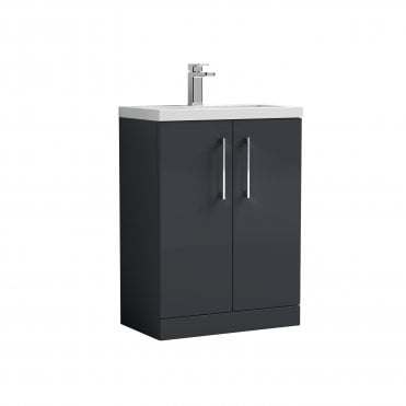 Nuie Arno Compact 600mm Floor Standing 2-Door Vanity & Ceramic Basin PAL029E